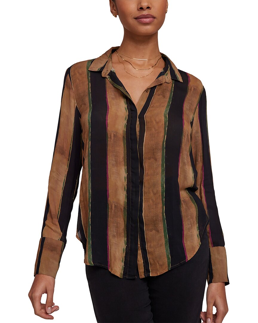 Bella Dahl Hidden Placket Button Down Blouse In Multi