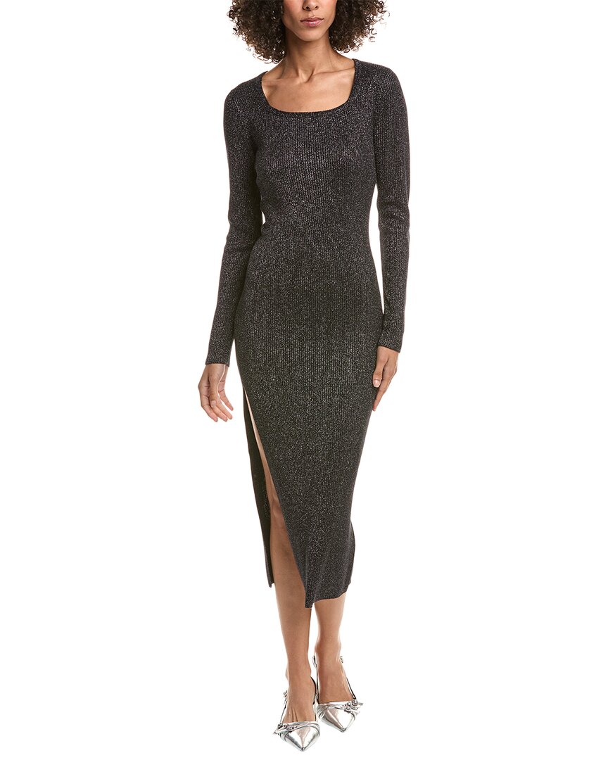 Chaser Lurex Rib Taxi Midi Dress In Black