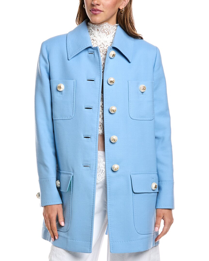 Dolce & Gabbana Woman Coat Sky Blue Size 6 Wool In Blue