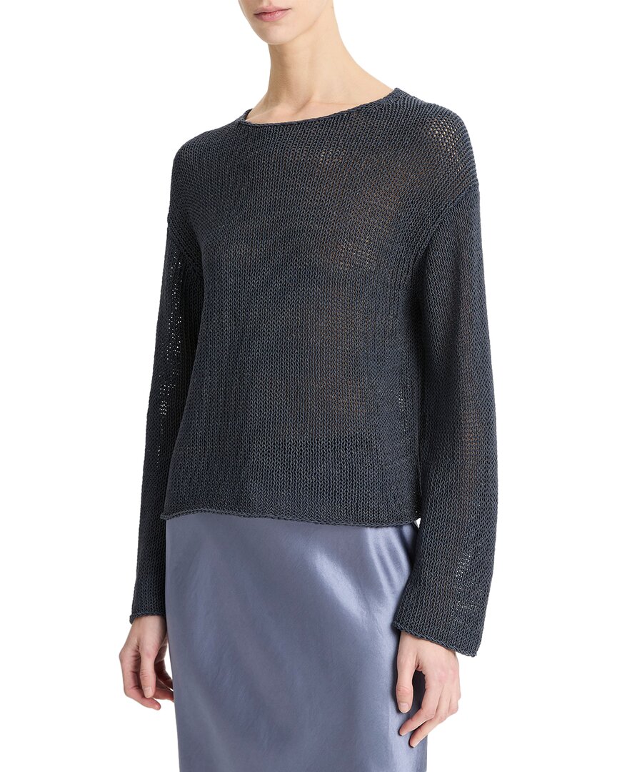 Vince Coated Cotton Pullover In Blue