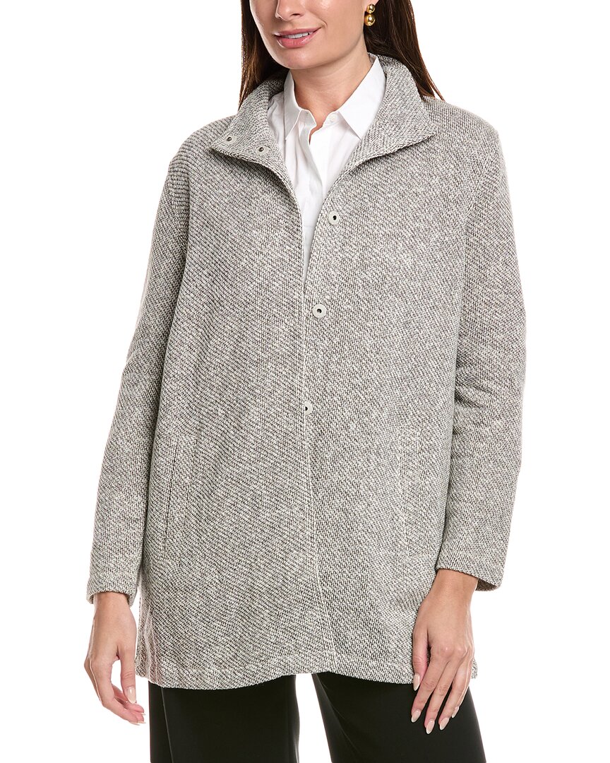 Eileen Fisher Stand Collar Jacket In Gray