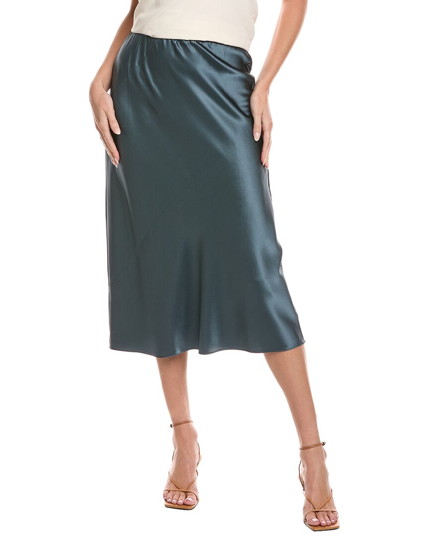 Eileen Fisher Petite Bias Silk-blend Midi Skirt In Blue