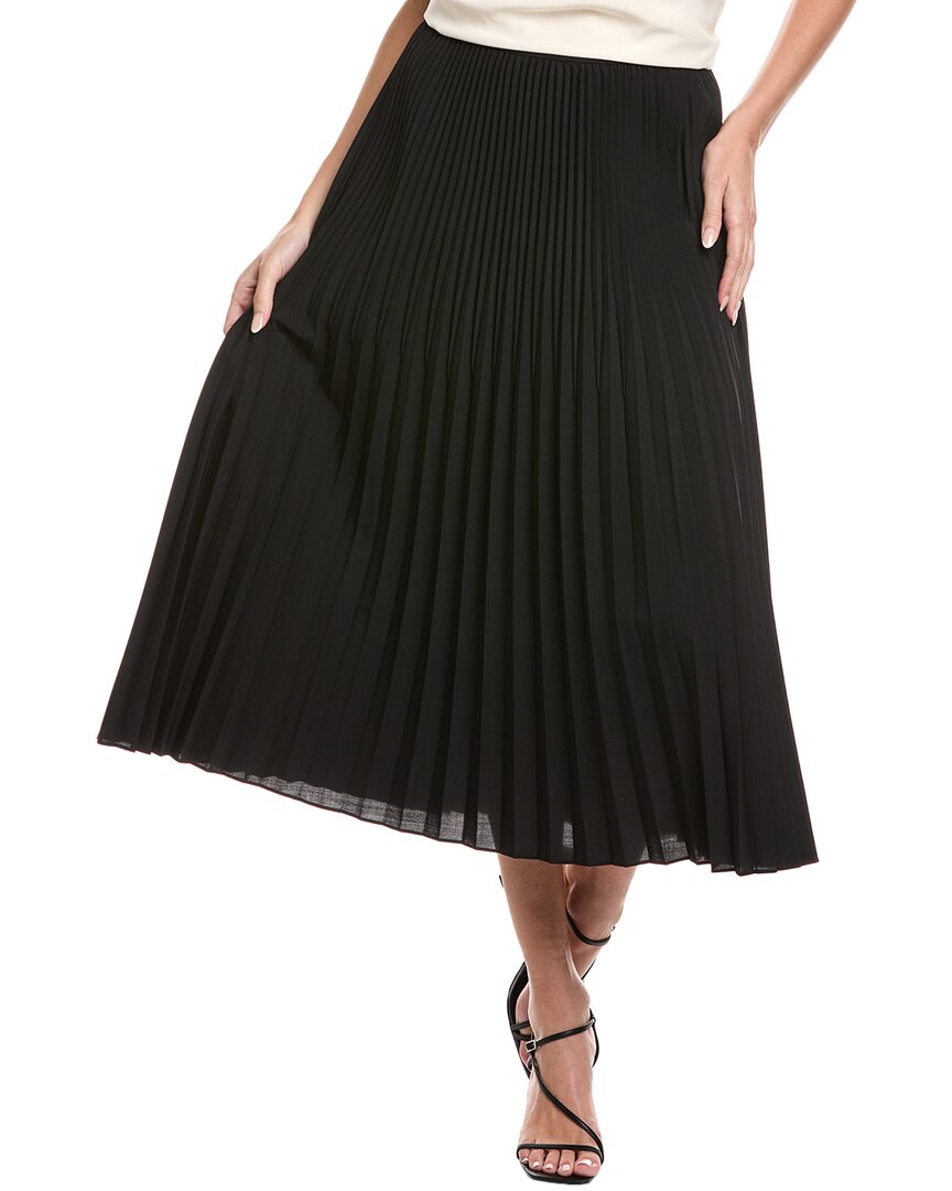 Eileen Fisher Petite Pleated Wool & Silk-blend A-line Skirt In Black
