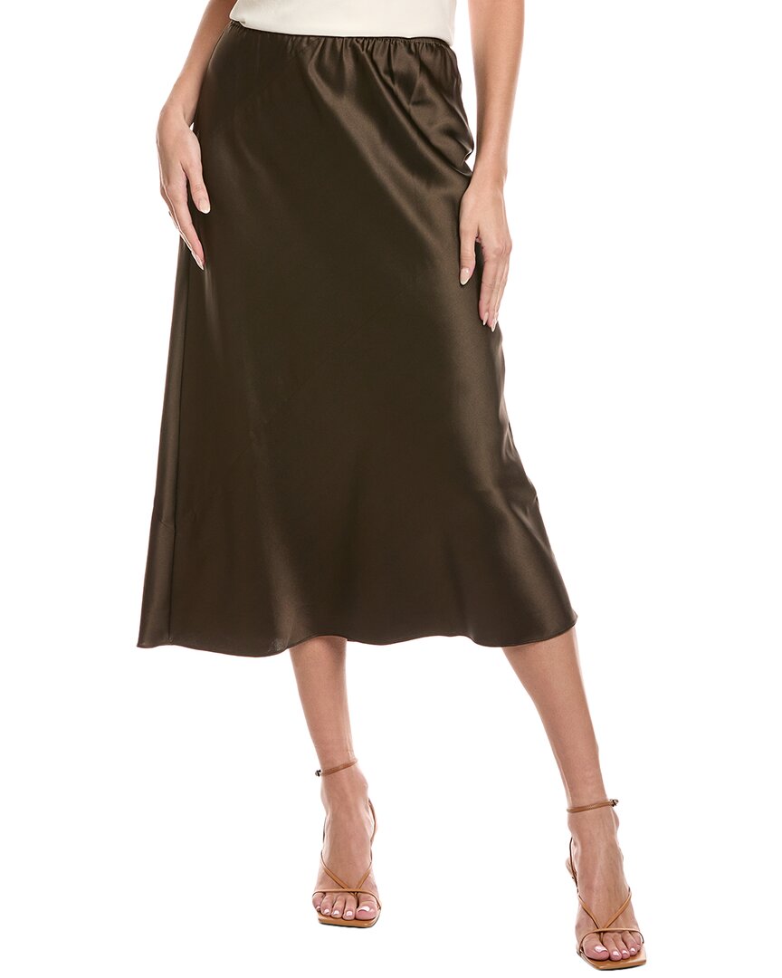 Eileen Fisher Petite Bias Silk-blend Midi Skirt In Green