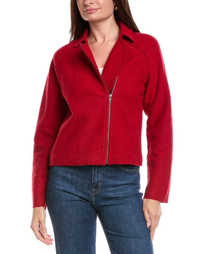 Eileen Fisher Petite Wool Moto Jacket In Red