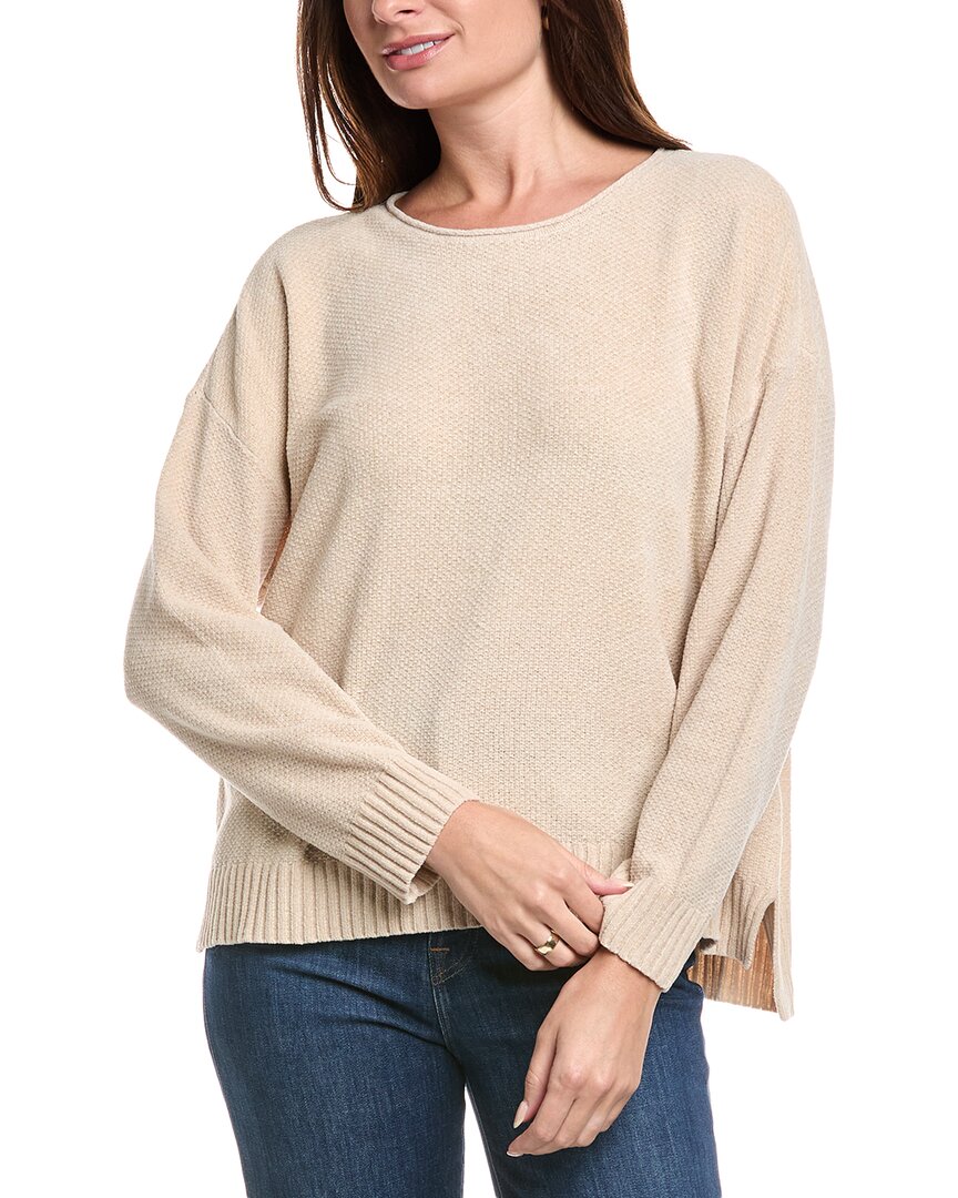 Eileen Fisher Chenille Jewel Neck Sweater In Neutral