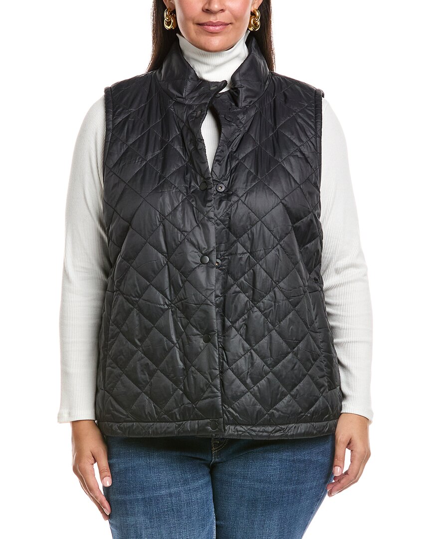 Eileen Fisher Plus Reversible Wool-blend Vest In Black