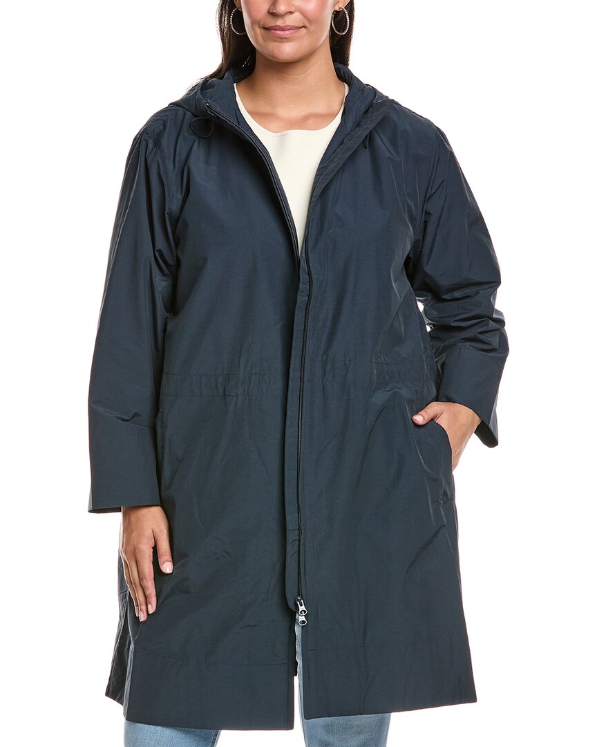 Eileen Fisher Plus Hooded Coat In Blue