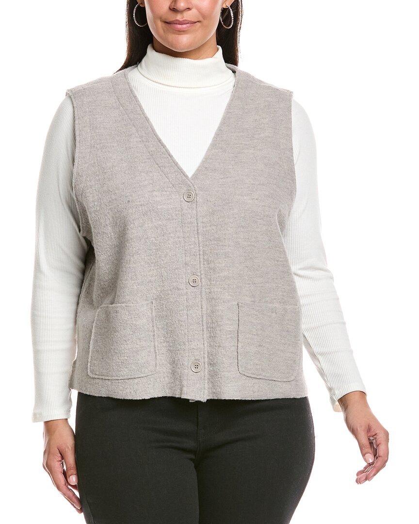 Eileen Fisher Plus Wool Vest In Gray