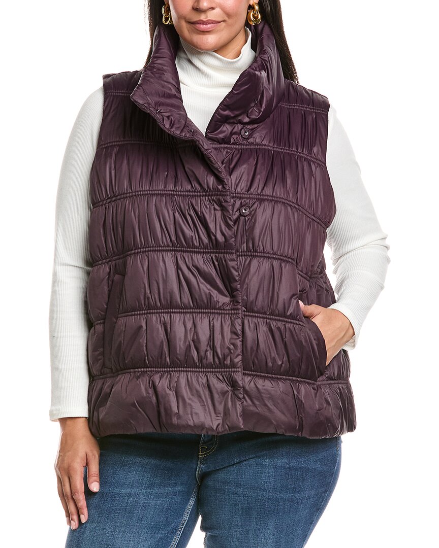 Eileen Fisher Plus High Collar Vest In Brown