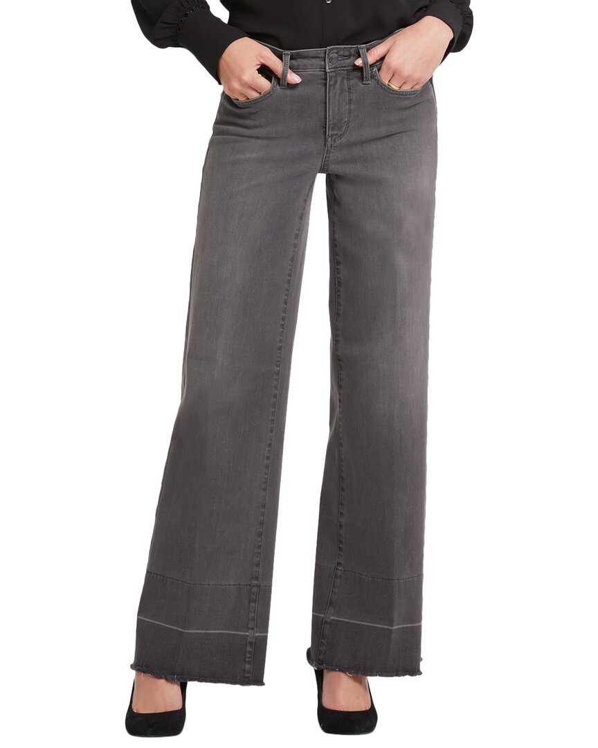 Nydj Teresa High Waist Frayed Released Hem Wide Leg Jeans In Gray