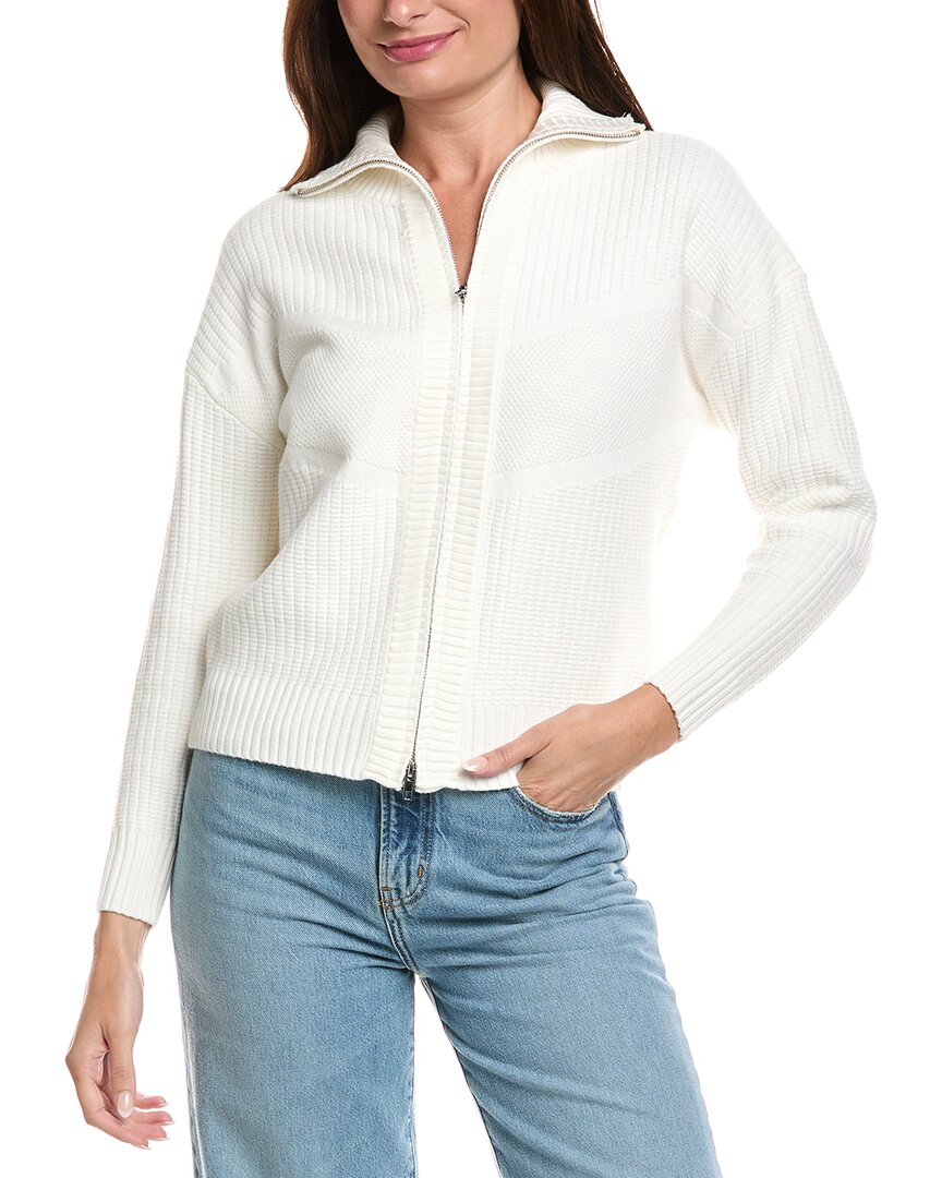Metric Knits Zip Cardigan In White