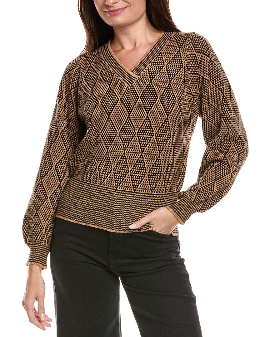 Metric Knits Diamond Jacquard Sweater In Brown