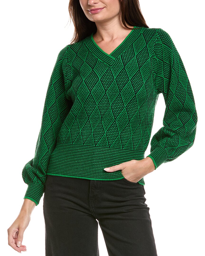 Metric Knits Diamond Jacquard Sweater In Green