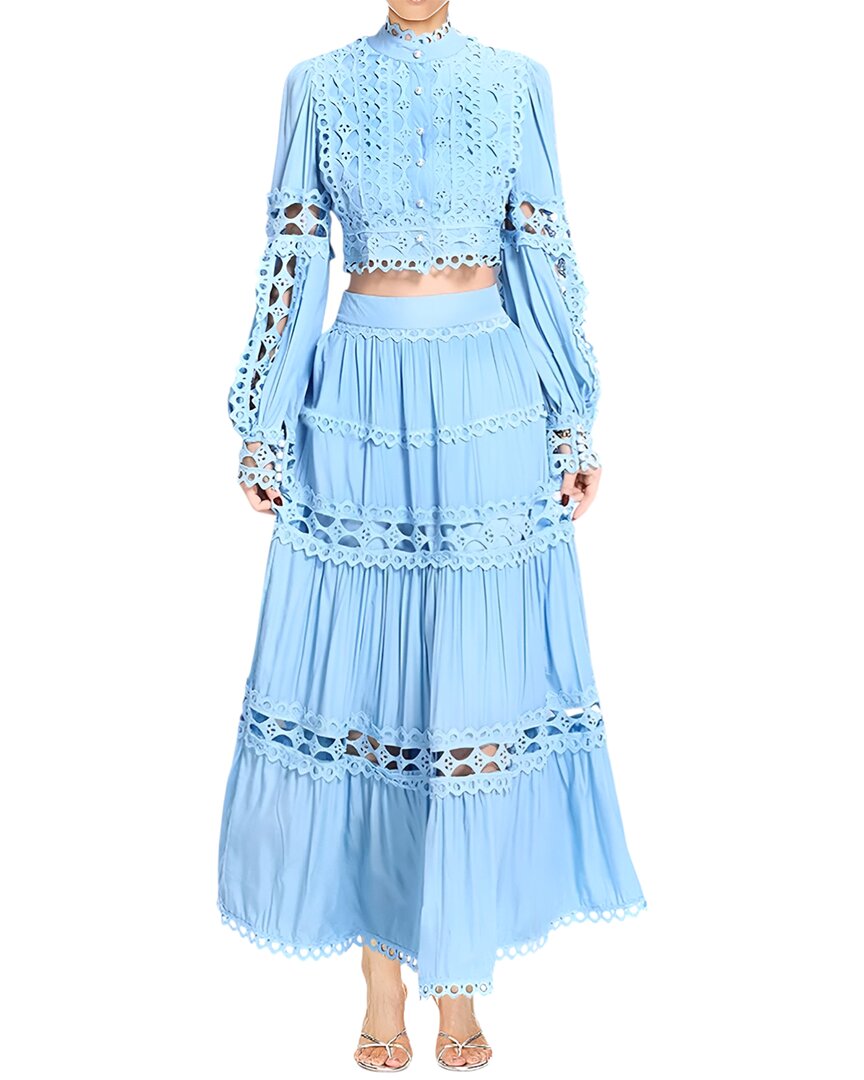 Vincent Teodora 2pc Top & Skirt Set In Blue