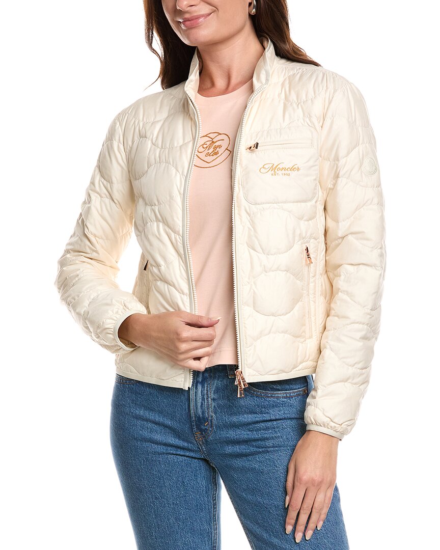 Moncler Quilted Down Jacket In Neutral