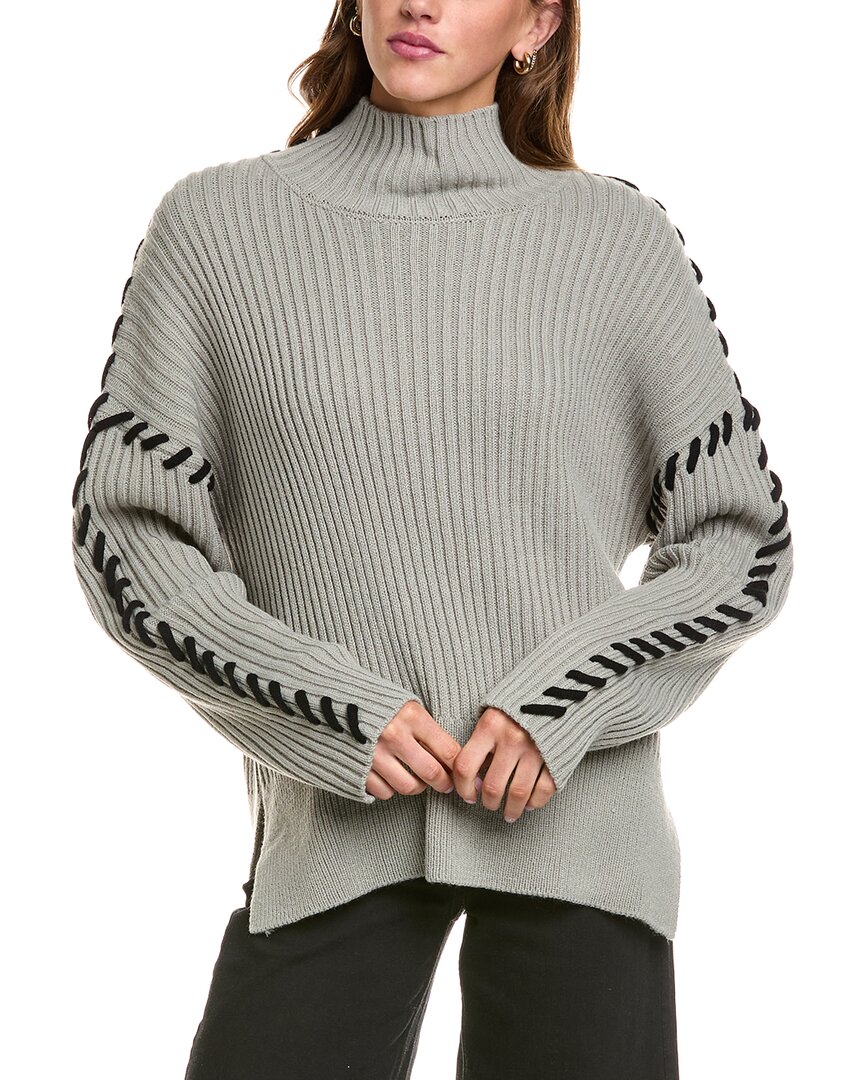 Theo And Spence Whipstitch Turtleneck Sweater In Gray