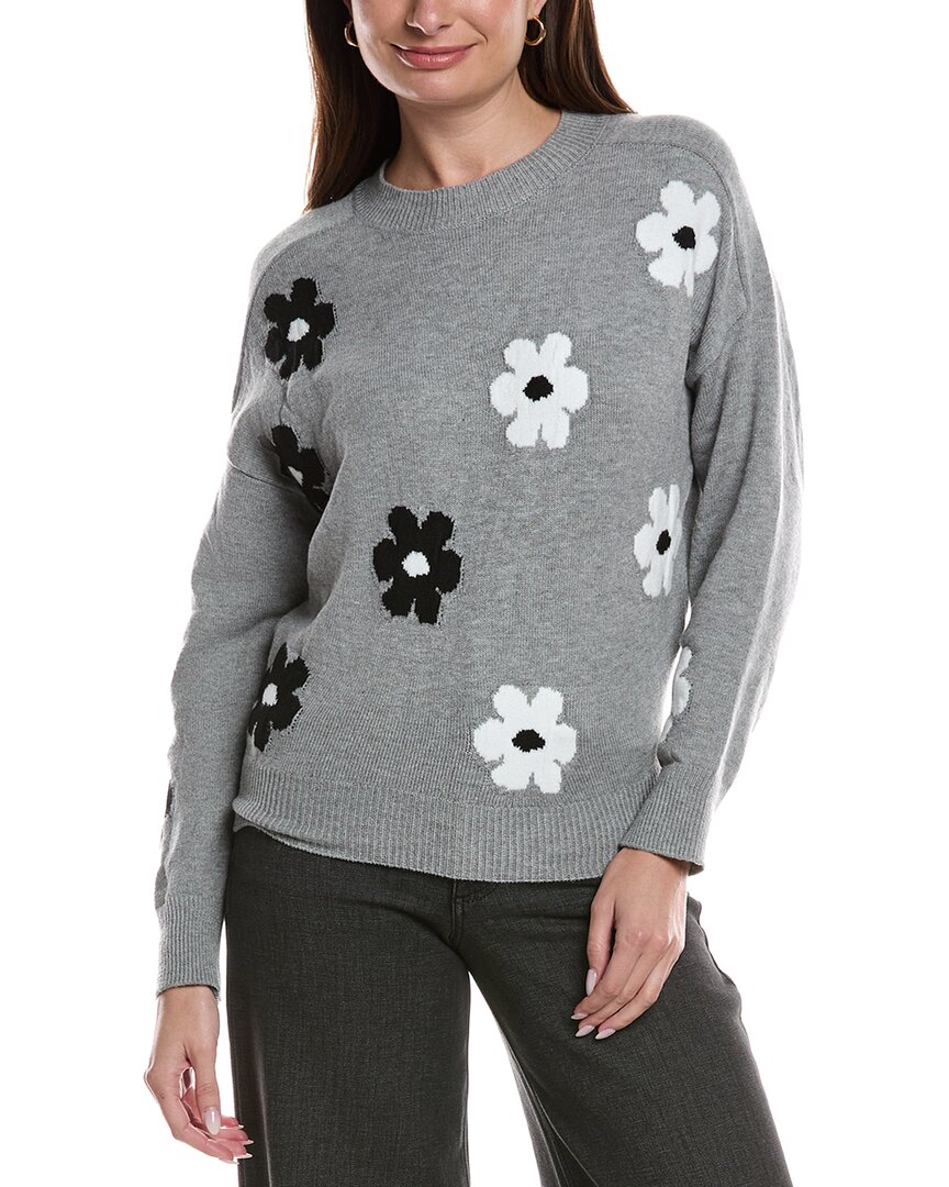 Theo And Spence Tonal Daisy Sweater In Gray
