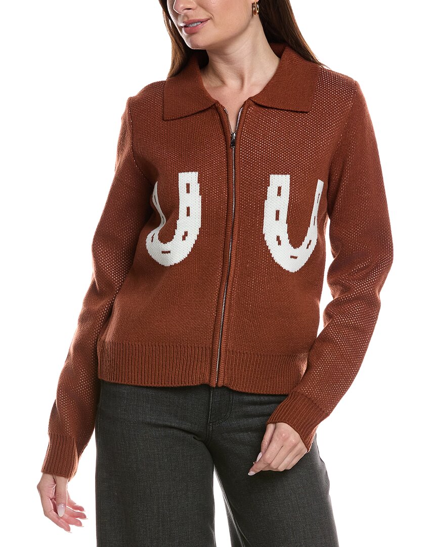 Theo And Spence Western Zip-up Sweater In Brown