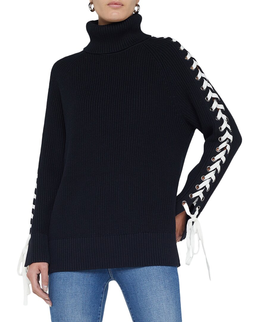 L Agence L'agence Nola Lace Up Wool-blend Sweater In Black