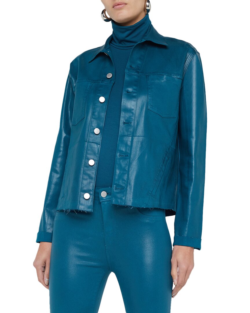 L Agence L'agence Janelle Slim Raw Jacket In Blue