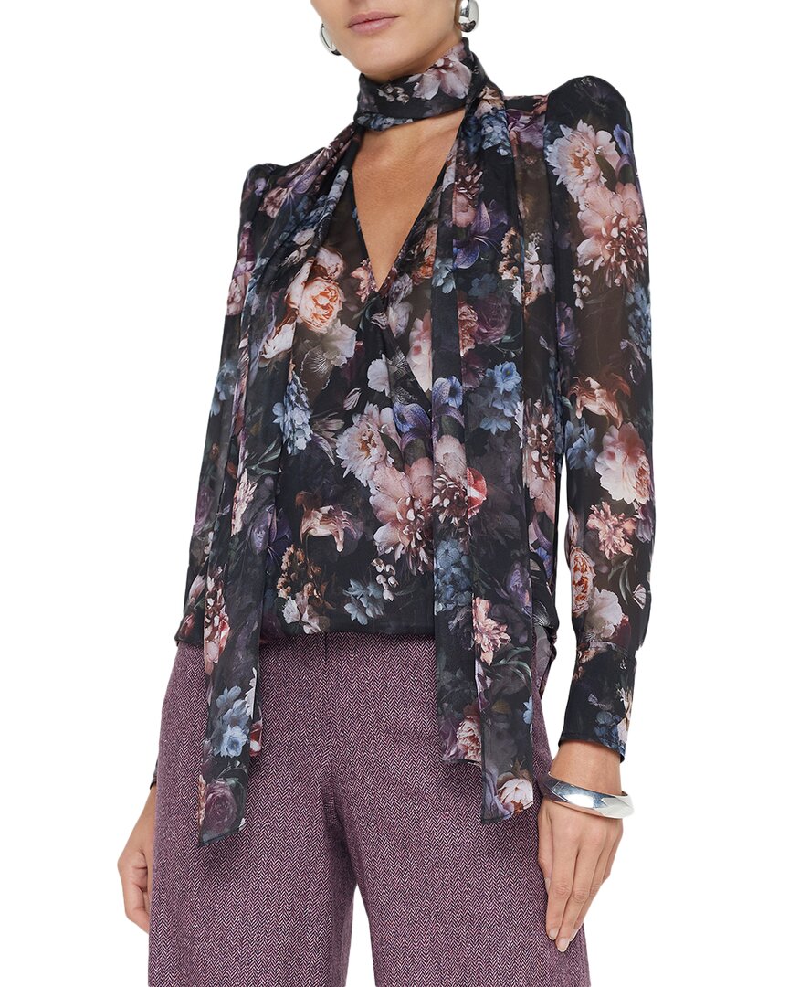 L Agence L'agence Cambria Tie Neck Silk Blouse In Multi
