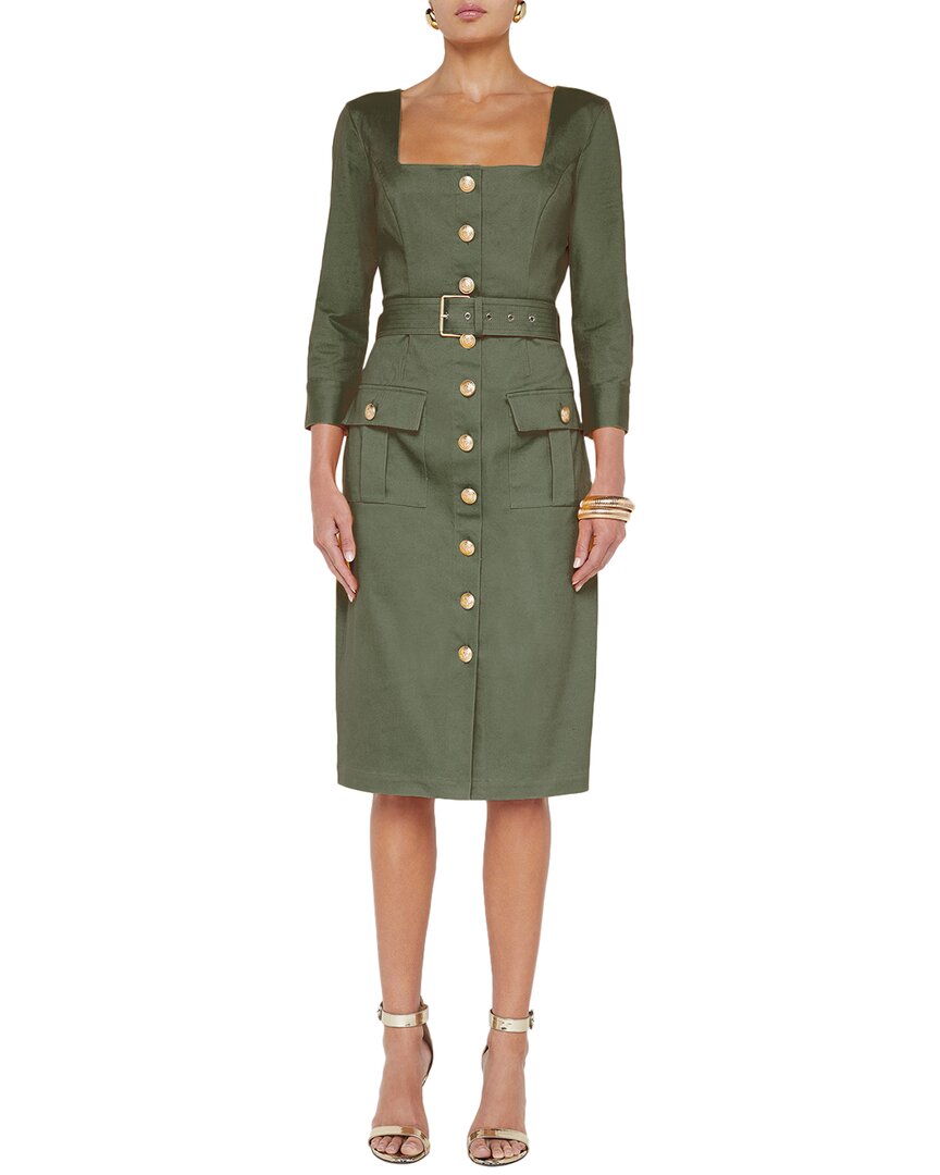 L'agence Bordeaux 3/4 Sleeve Midi Dress In Green