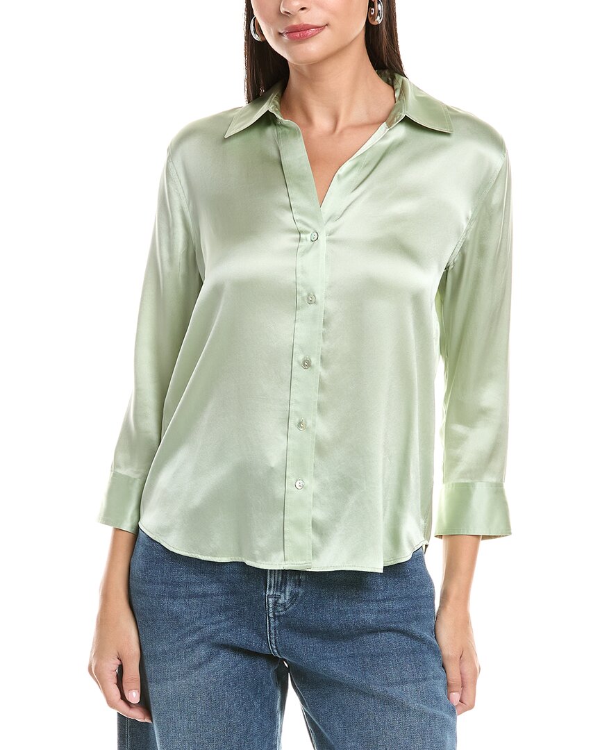 L Agence L'agence Dani 3/4 Sleeve Silk Blouse In Green