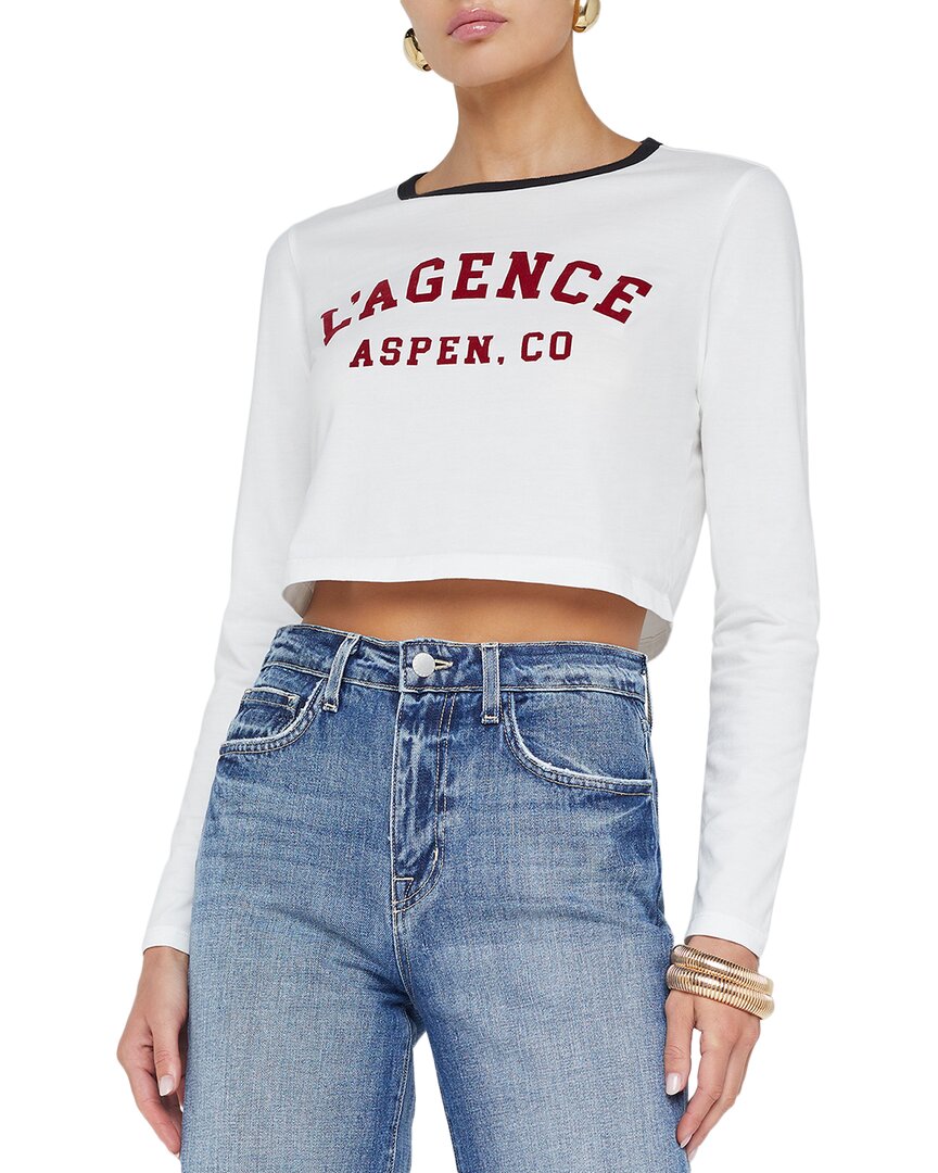 L Agence L'agence Romi Ls Crop Crew Neck Aspen In White