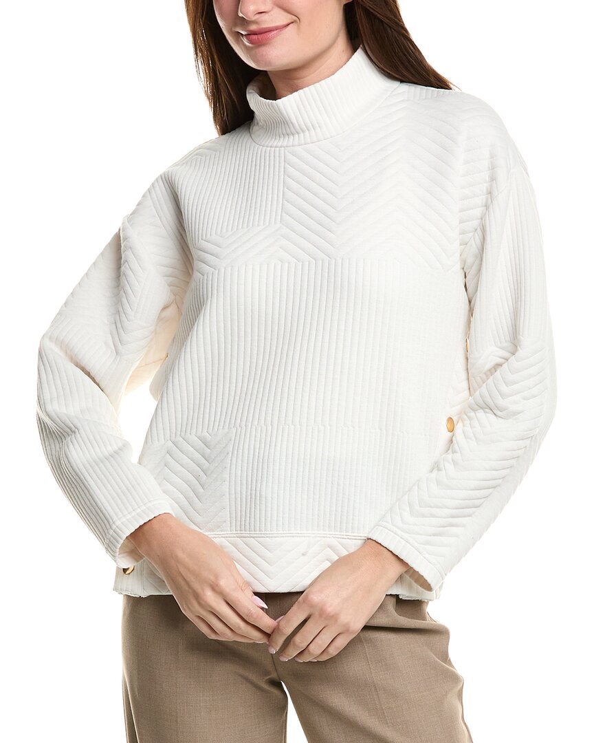 Nanette Lepore Chevron Mock Neck Sweater In White