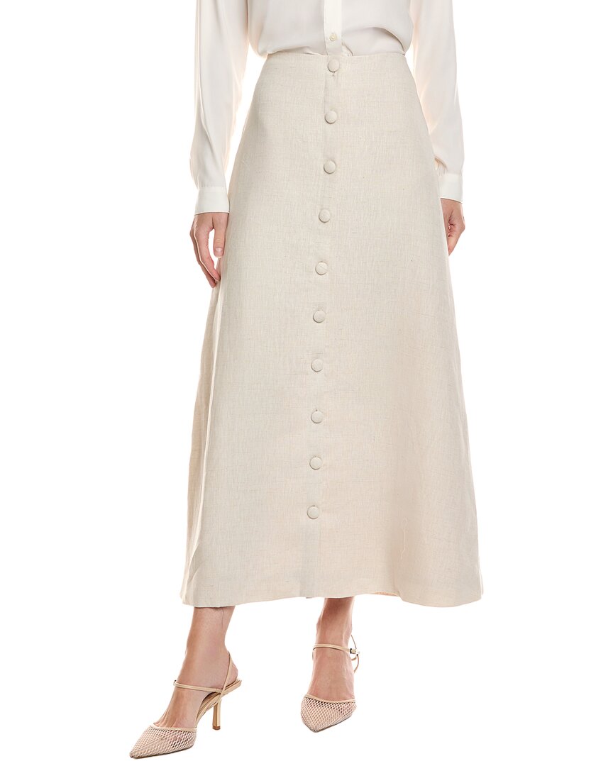 Seraphina Linen Midi Skirt In Neutral