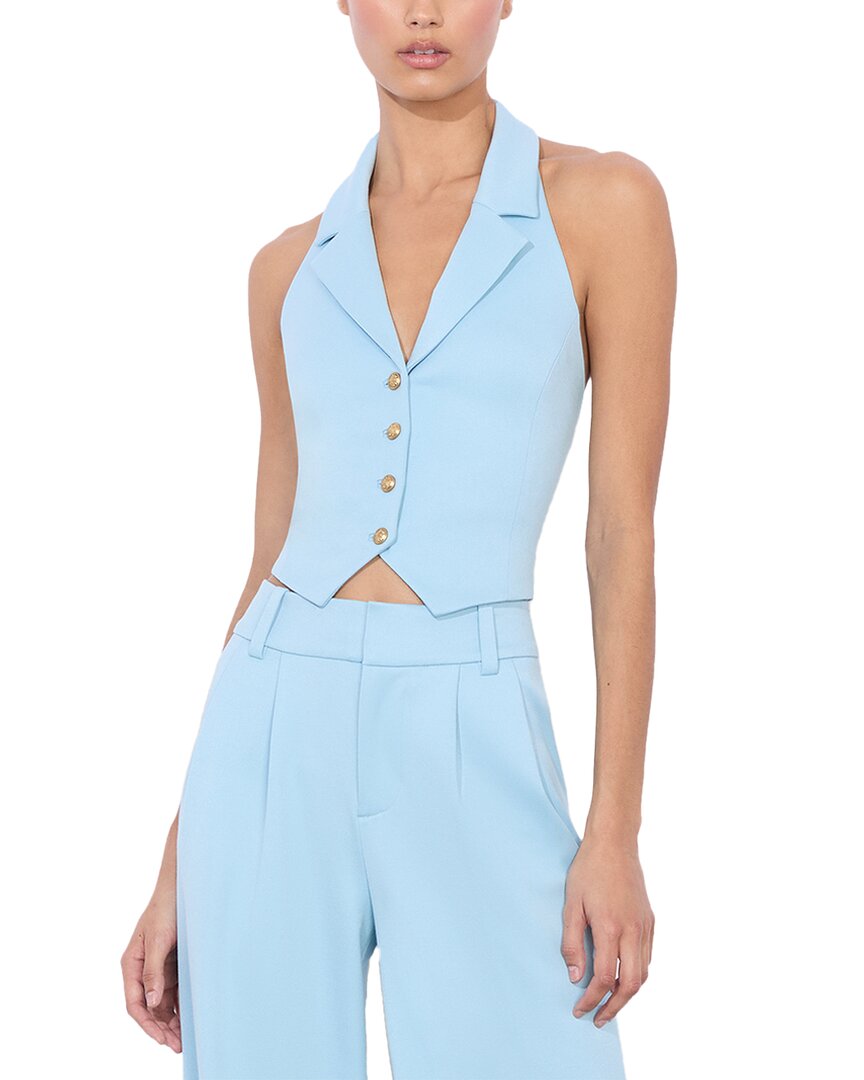 Alice And Olivia Donna Halter Vest In Blue