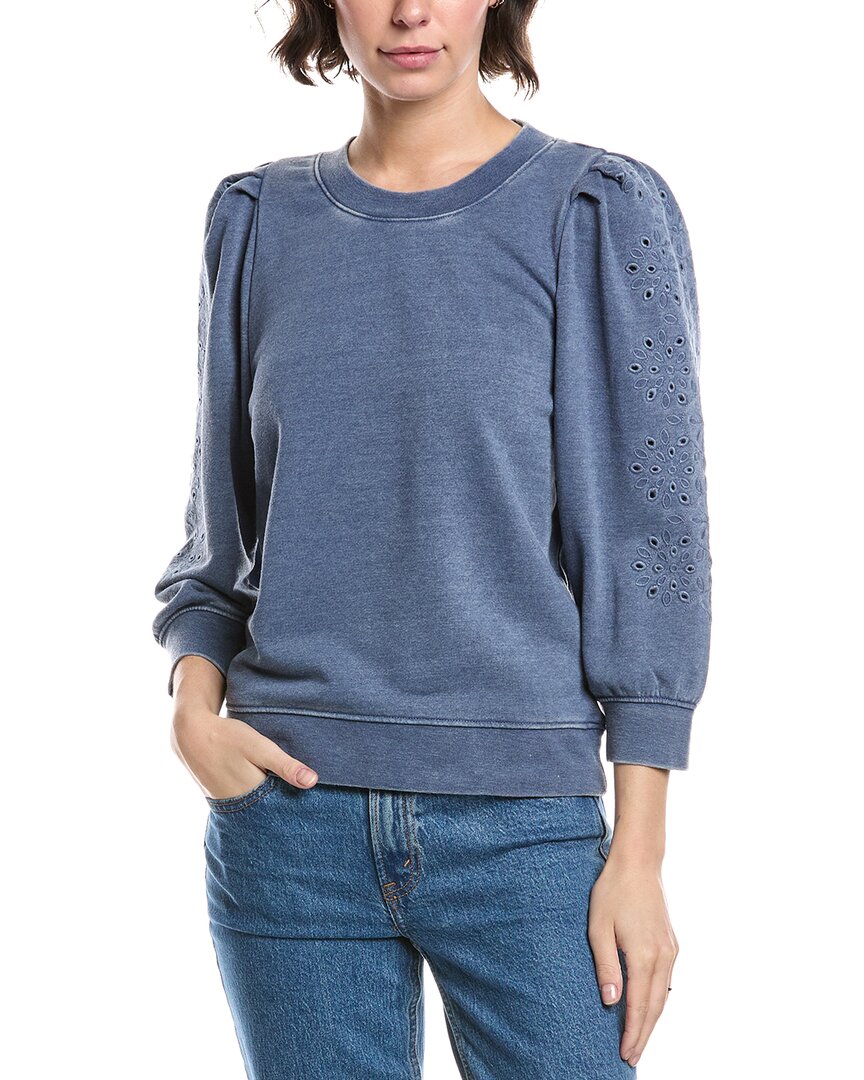 Splendid Rory Embroidered Sweatshirt In Blue