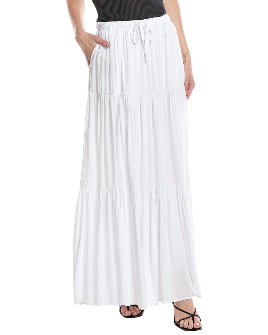 Splendid Melanie Tiered Drawstring Maxi Skirt In White
