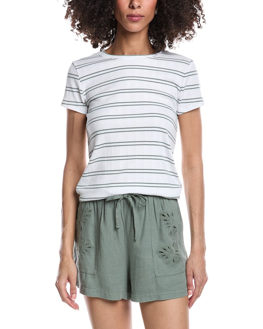 Splendid Cap Sleeve Knit T-shirt In Green