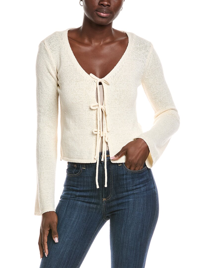 Brook + Lynn Tie Front Cardigan In Neutral