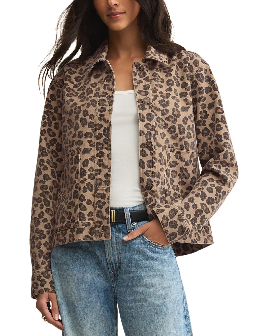Z Supply Bel Air Leopard Denim Jacket In Multi