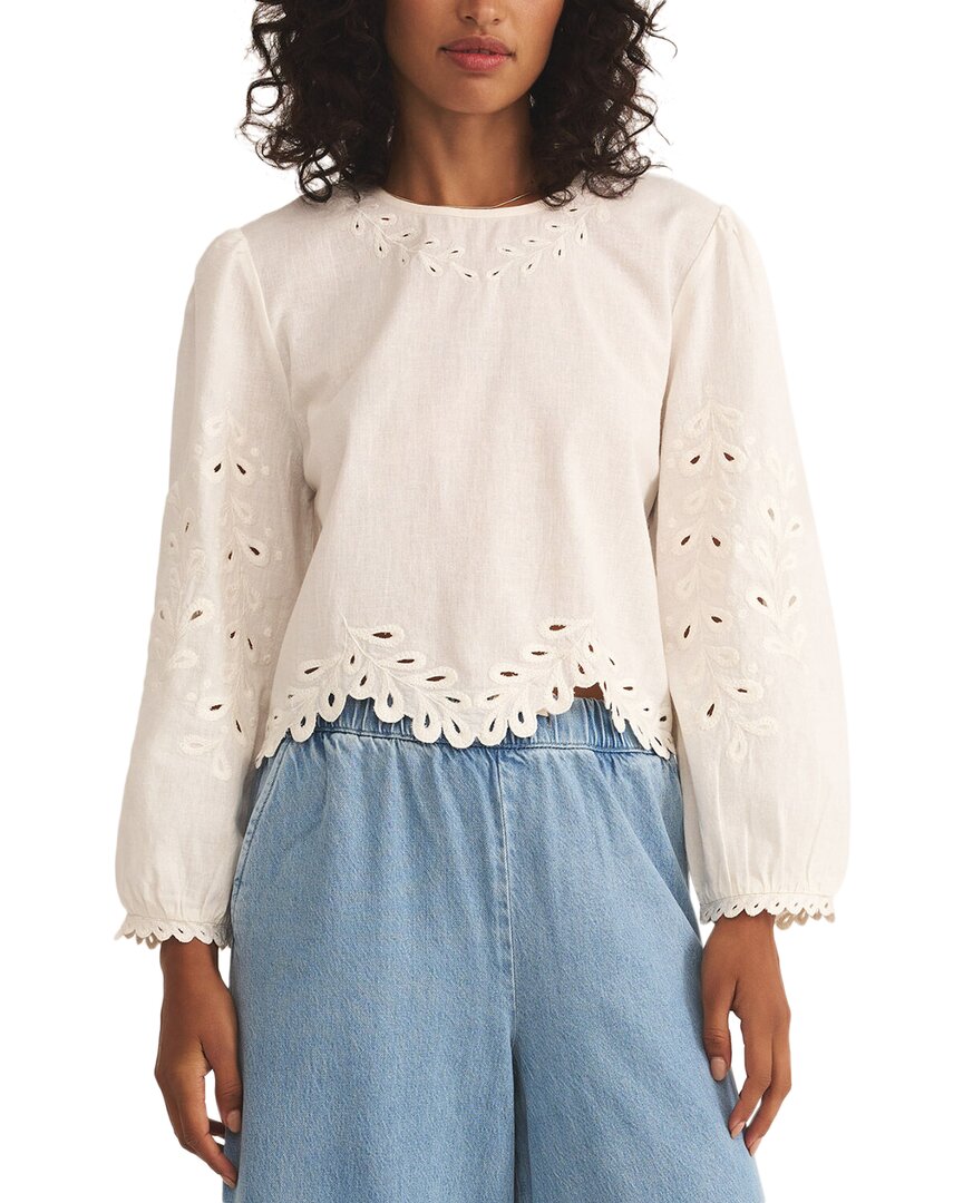 Z Supply Ambroise Linen-blend Top In White