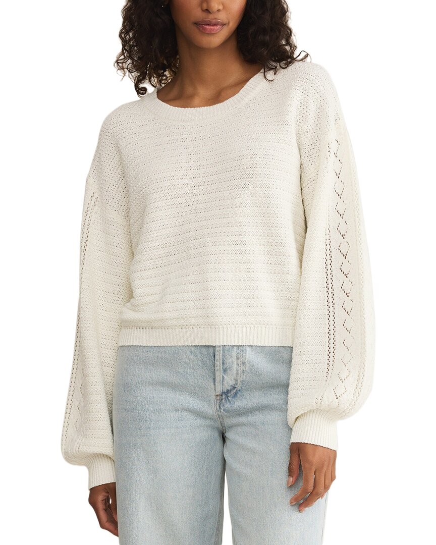 Z Supply Whitney Crochet Linen-blend Sweater In White
