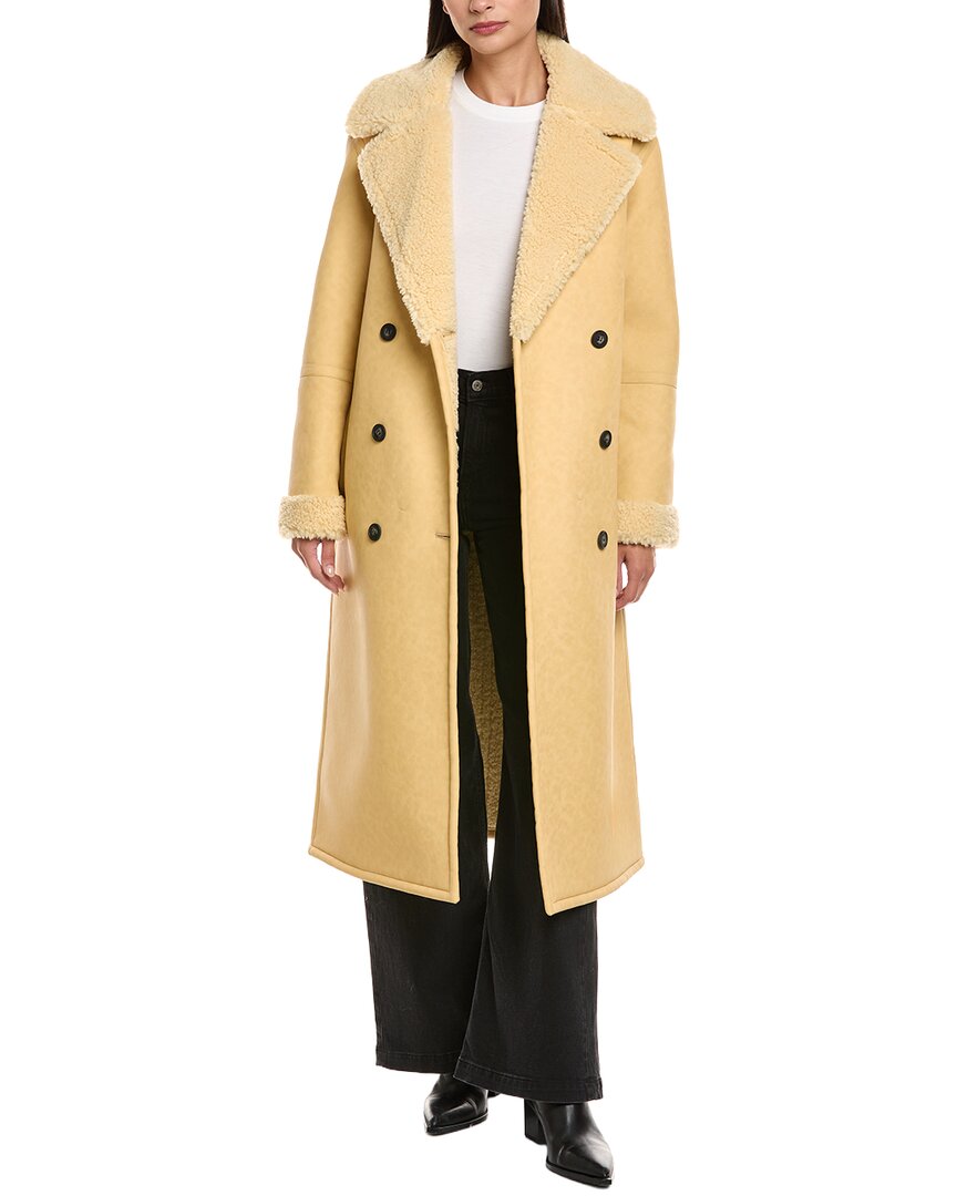 Apparis Simone Double-breasted Coat In Gold