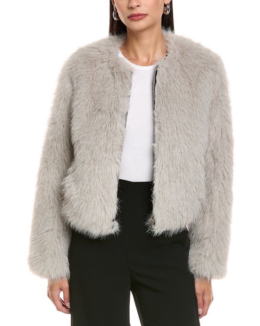 Apparis Uma Tinsel Cropped Coat In Gray