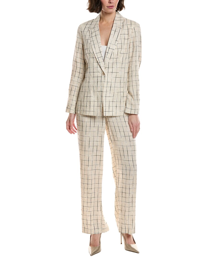 Nanette Lepore Nanette  2pc Linen-blend Suit Jacket & Pant In Brown