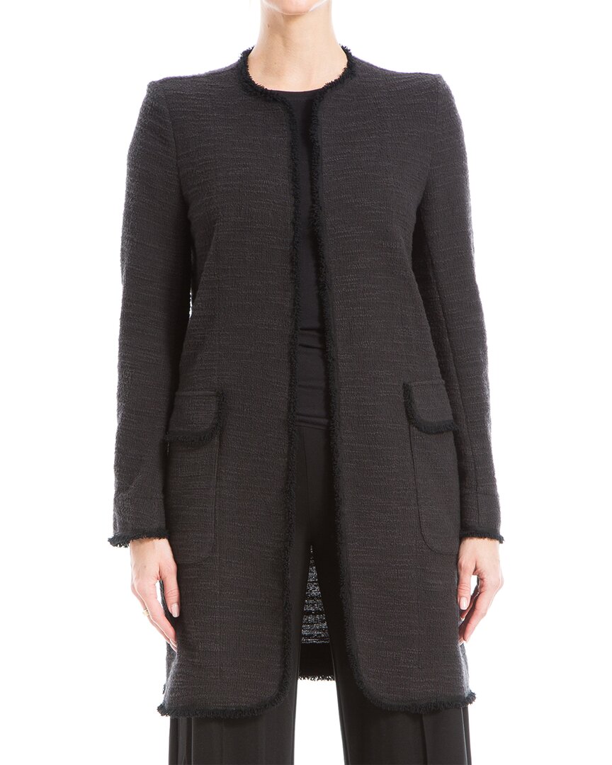 Max Studio Tweed Open Jacket In Black