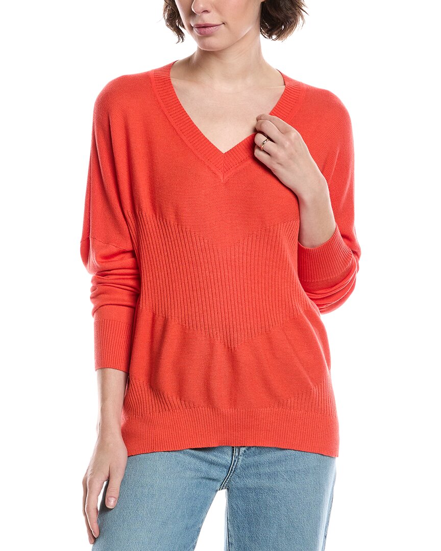 Planet Summer V-neck Sweater In Orange