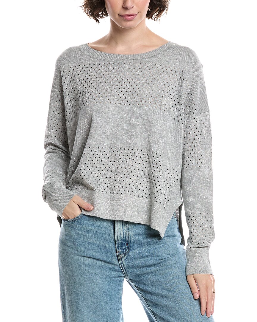 Planet Glitterie Perforated Sweater In Gray