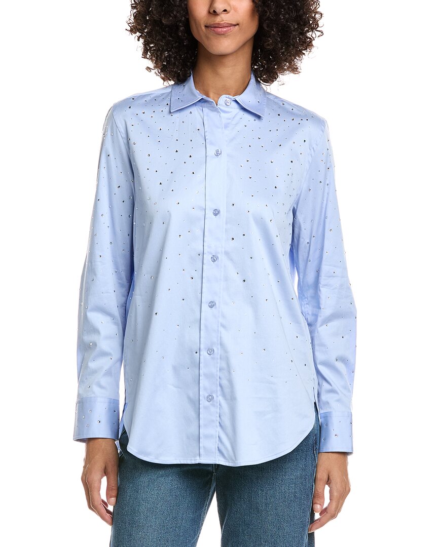Generation Love Marcello Crystal Poplin Shirt In Blue
