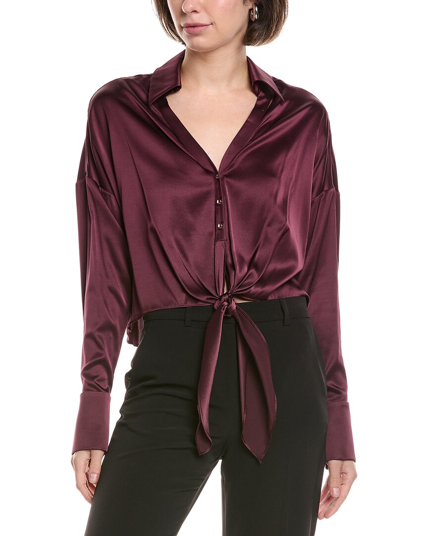Ramy Brook Farrah Silk-blend Blouse In Burgundy