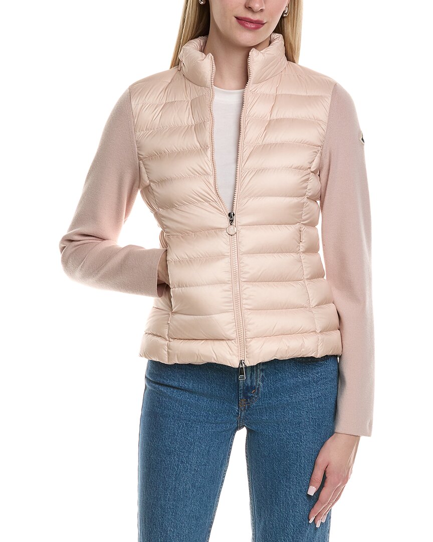Moncler Down-paneled Faux Fur And Wool Cardigan In Pink