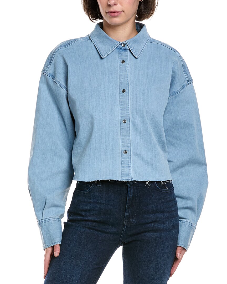 7 For All Mankind Cropped Shirt In Blue