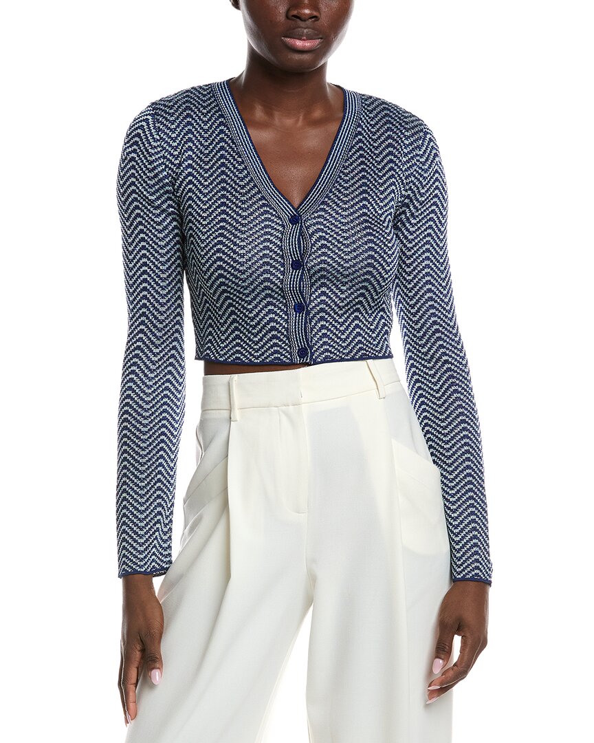 M Missoni Textured Cardigan In Blue